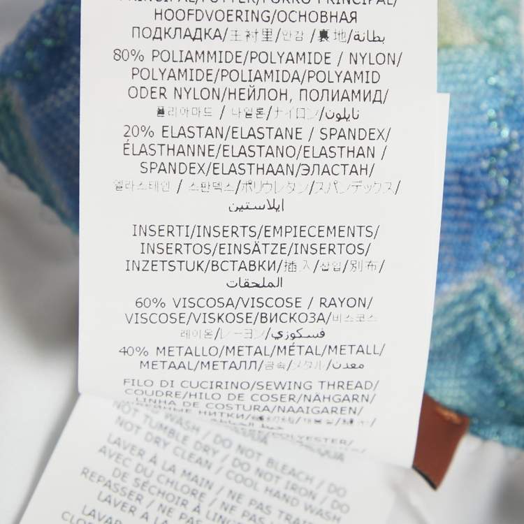 Pre Owned M Missoni Blue /Green Faded Stripe Synthetic Triangle Bikini Set S