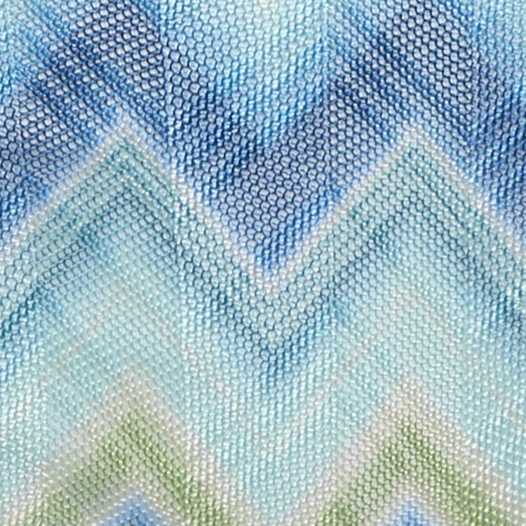 Pre Owned M Missoni Blue /Green Faded Stripe Synthetic Triangle Bikini Set S