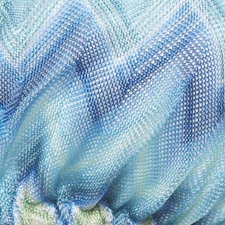 Pre Owned M Missoni Blue /Green Faded Stripe Synthetic Triangle Bikini Set S