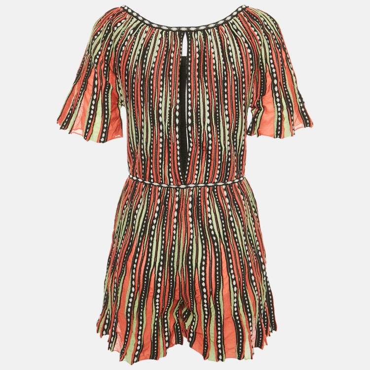 Pre Owned M Missoni Multicolor Patterned Knit Neck Tie Detail Playsuit S 