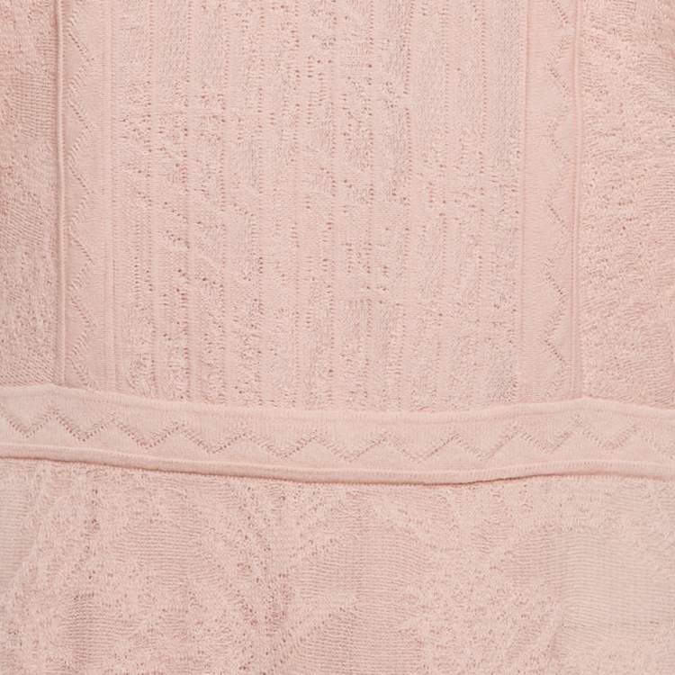 Pre Owned M Missoni Light Pink Knit Short Dress L