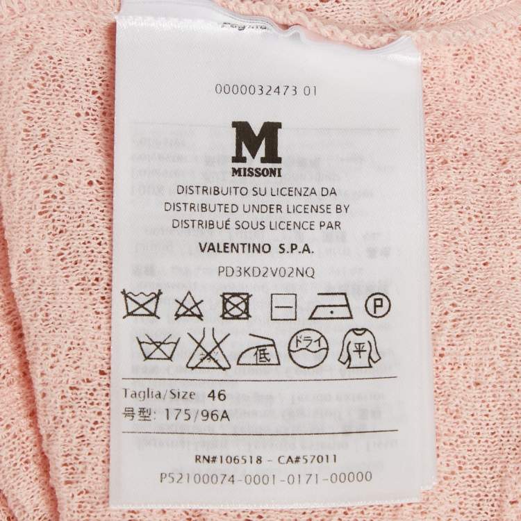 Pre Owned M Missoni Light Pink Knit Short Dress L