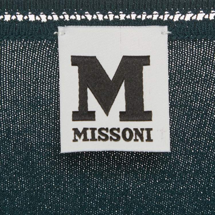 Pre Owned M Missoni Teal Blue Stretch Knit Crewneck Sweatshirt L