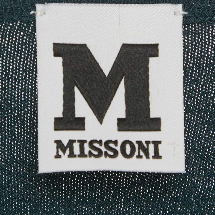 Pre Owned M Missoni Teal Blue Stretch Knit Crewneck Sweatshirt M