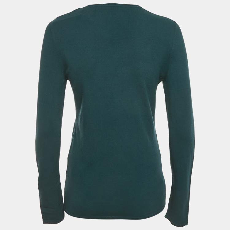 Pre Owned M Missoni Teal Blue Stretch Knit Crewneck Sweatshirt M