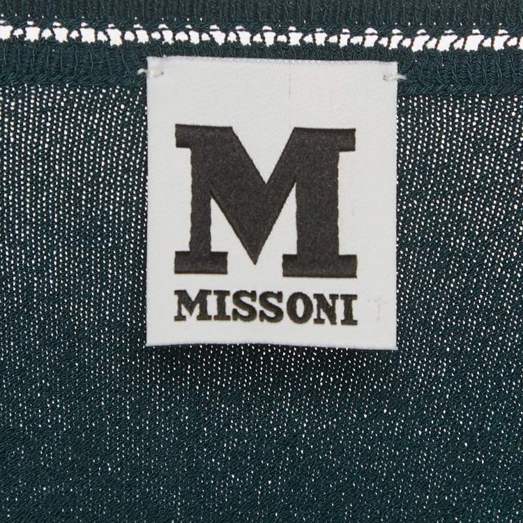 Pre Owned M Missoni Teal Blue Stretch Knit Crewneck Sweatshirt S