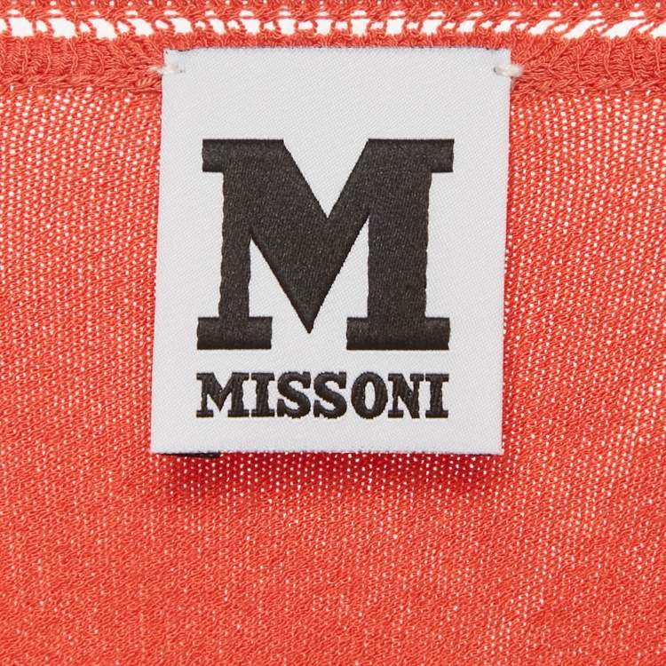 Pre Owned M Missoni Orange Stretch Knit Crewneck Sweatshirt L