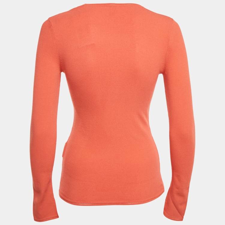 Pre Owned M Missoni Orange Stretch Knit Crewneck Sweatshirt L