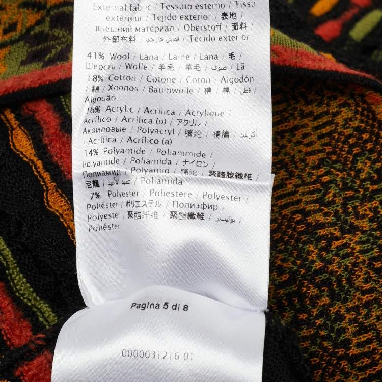 Pre Owned فستان م ميسوني ميدي تريكو بنقشة متعددة الألوان بأكمام طويلة مقاس صغير