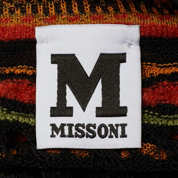 Pre Owned فستان م ميسوني ميدي تريكو بنقشة متعددة الألوان بأكمام طويلة مقاس صغير