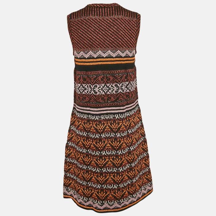 Pre Owned M Missoni Multicolor Patterned Lurex Knit Mini Dress L