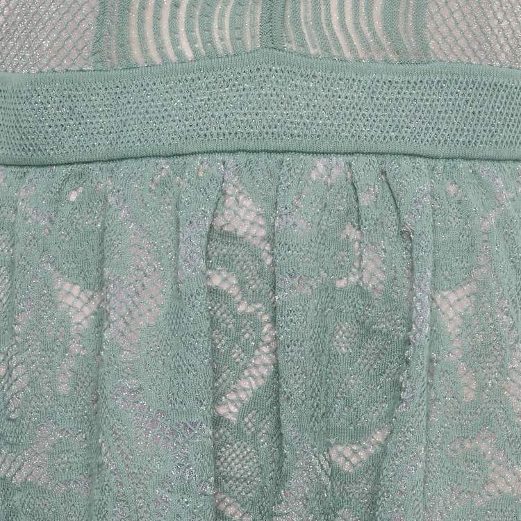 Pre Owned M Missoni Blue Patterned Lurex Knit Short Dress M 