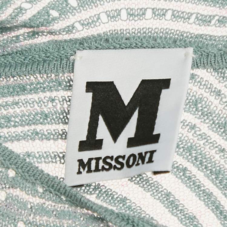 Pre Owned M Missoni Blue Patterned Lurex Knit Short Dress M 