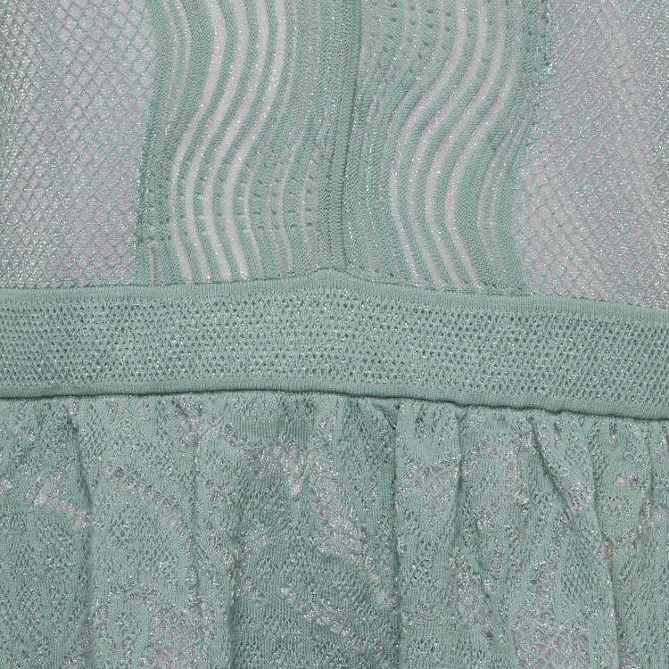 Pre Owned فسستان قصير بحياكة لوركس بنمط أزرق إم ميسوني مقاس كبير - لارج