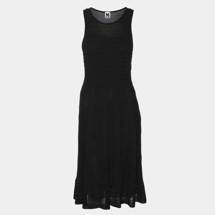 Pre Owned M Missoni Black Rib Knit Midi Dress L