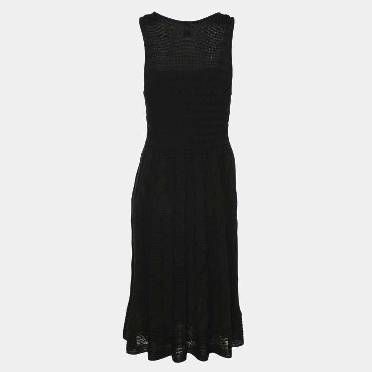 Pre Owned M Missoni Black Rib Knit Midi Dress L