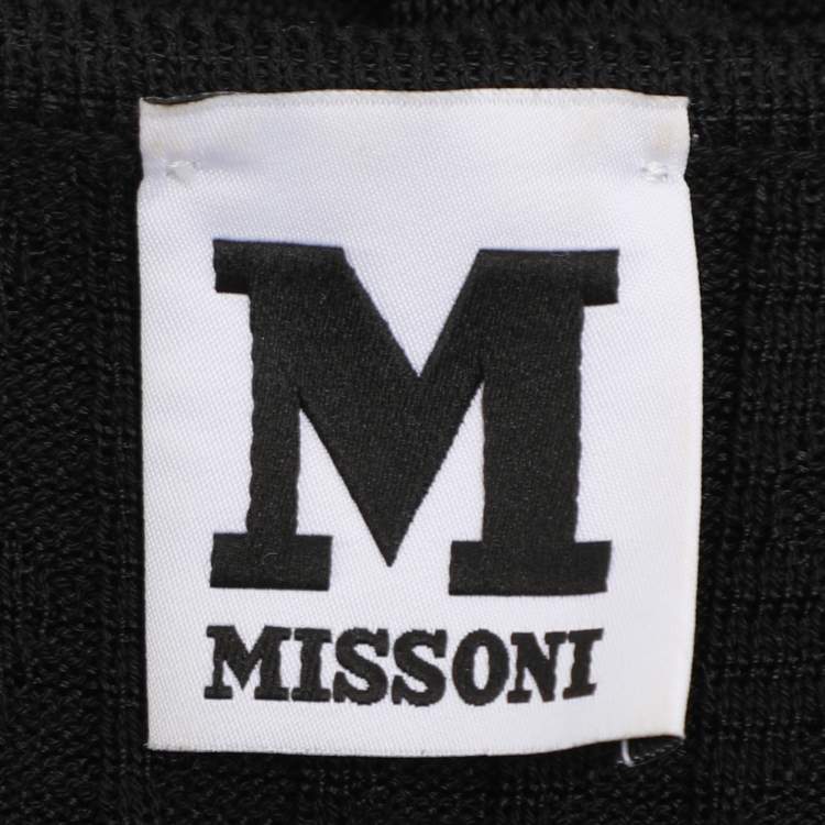 Pre Owned M Missoni Black Rib Knit Midi Dress L