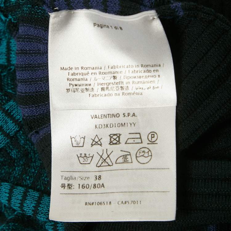 Pre Owned M Missoni Blue Patterned Knit Mini Dress S