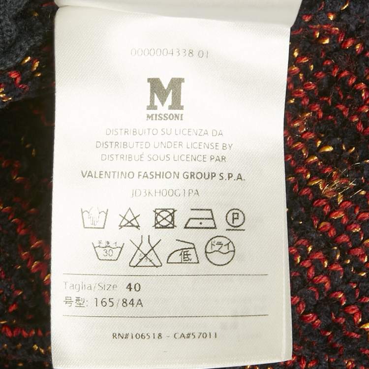 Pre Owned M Missoni Navy Blue / Red Knit Coat S