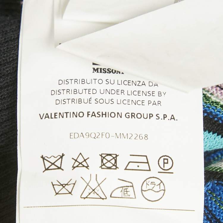 Pre Owned M Missoni Black/Blue Patterned Knit Button Front Cardigan M