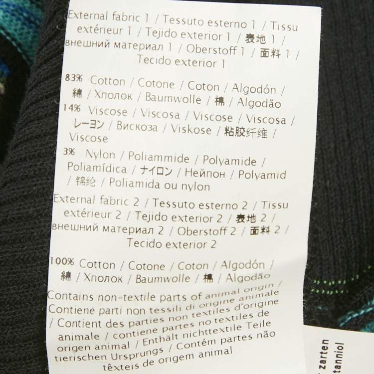 Pre Owned M Missoni Black/Blue Patterned Knit Button Front Cardigan M