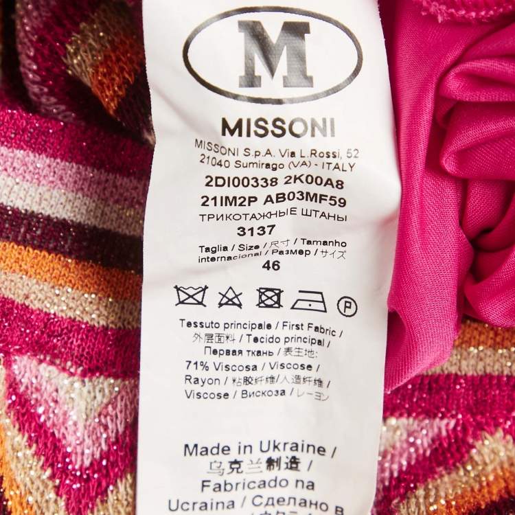 Pre Owned Missoni Multicolor Zig Zag Lurex Knit Trousers L