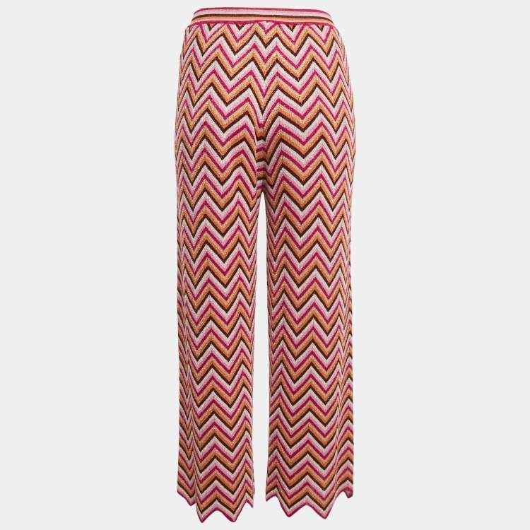 Pre Owned Missoni Multicolor Zig Zag Lurex Knit Trousers L