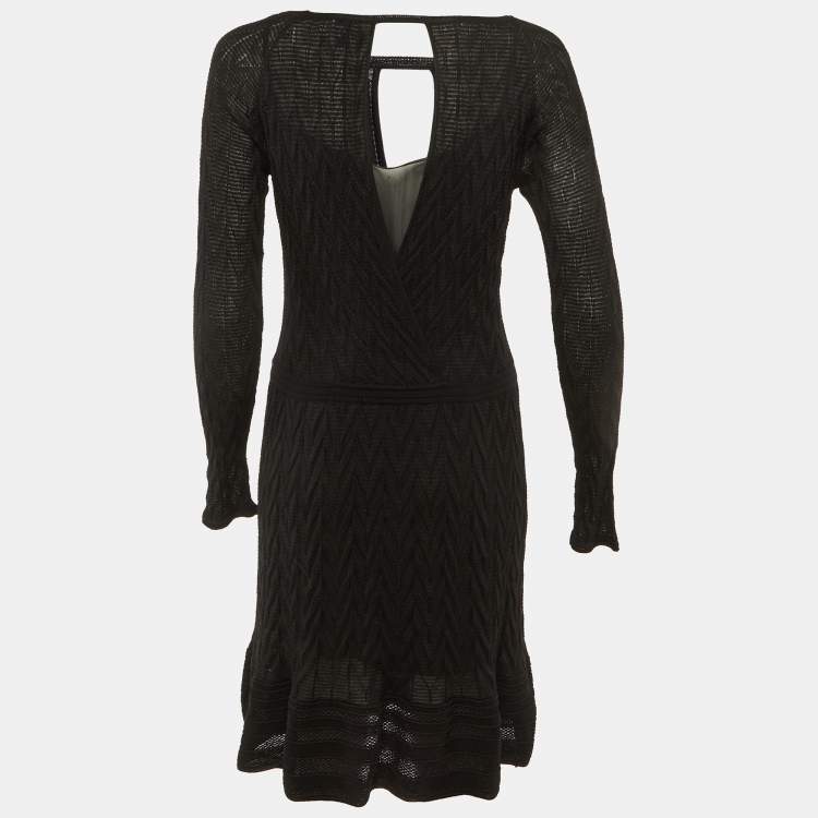 Pre Owned M Missoni Black Knit Midi Dress M