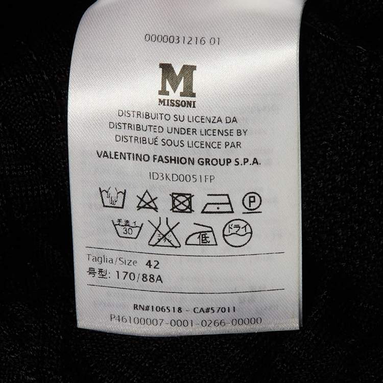 Pre Owned M Missoni Black Knit Midi Dress M