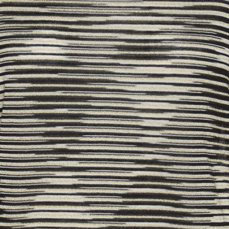 Pre Owned M Missoni Multicolor Stripe Rib Knit Long Sleeve Tops M
