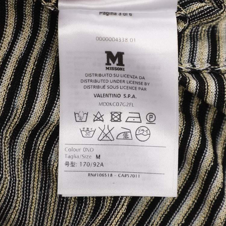 Pre Owned M Missoni Multicolor Stripe Rib Knit Long Sleeve Tops M