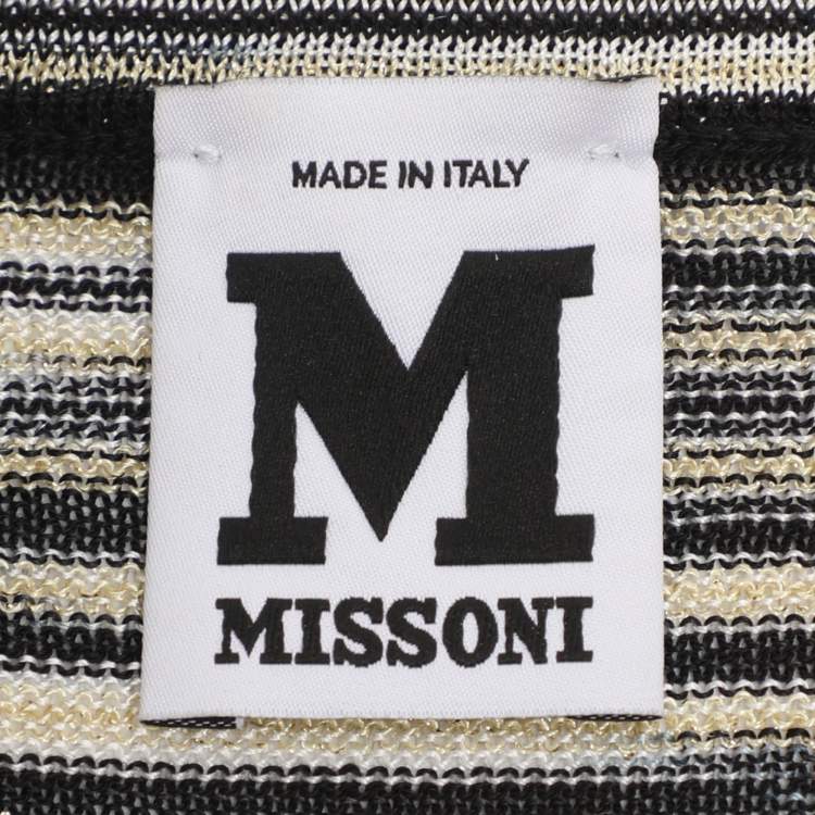 Pre Owned M Missoni Multicolor Stripe Rib Knit Long Sleeve Tops M