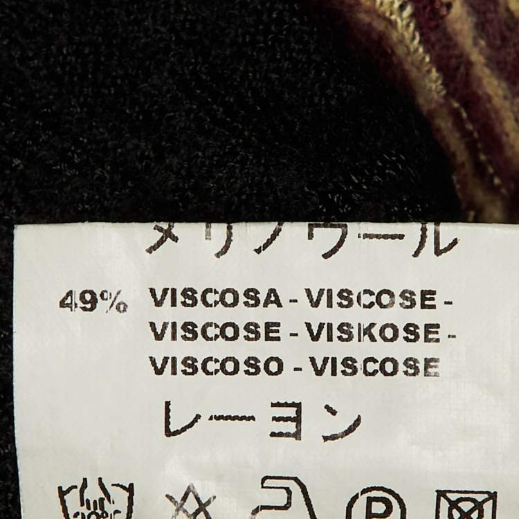 Pre Owned M Missoni Black Striped Merino Wool Knit Long Sleeve Top M