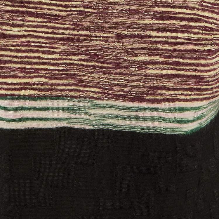Pre Owned M Missoni Black Striped Merino Wool Knit Long Sleeve Top M