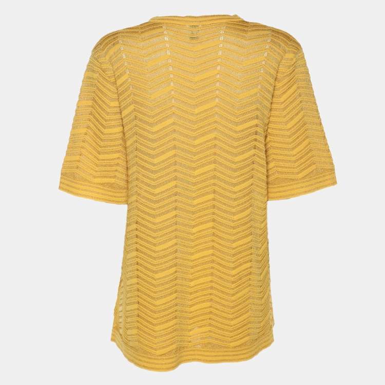 Pre Owned M Missoni Yellow Lurex Knit Top M