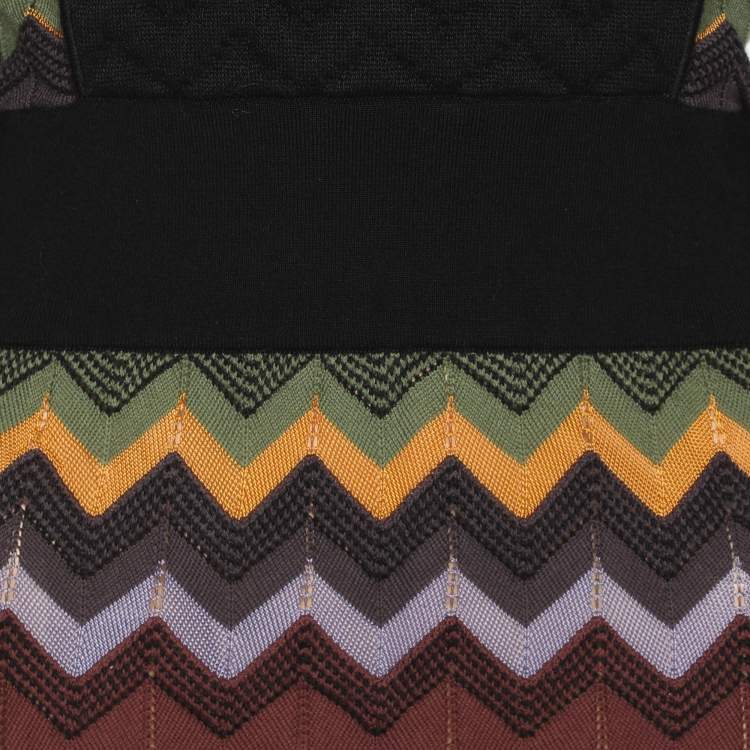 Pre Owned M Missoni Multicolor Zig Zag Knit Mini Dress M