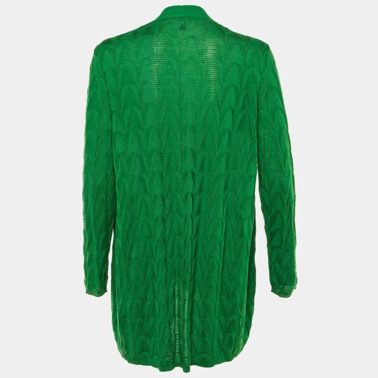 Pre Owned M Missoni Green Knit Open Front Cardigan L