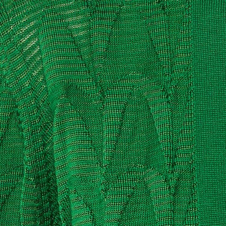 Pre Owned M Missoni Green Knit Open Front Cardigan L