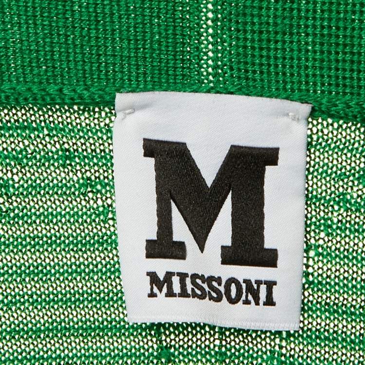 Pre Owned M Missoni Green Knit Open Front Cardigan L