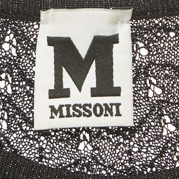 Pre Owned M Missoni Black Patterned Lurex Knit Mini Dress XS
