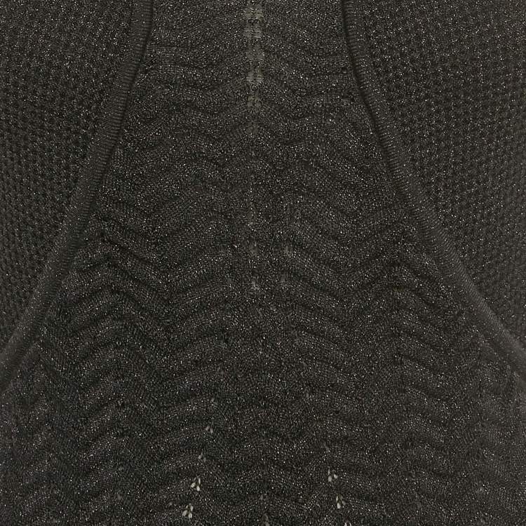 Pre Owned M Missoni Black Patterned Lurex Knit Mini Dress XS