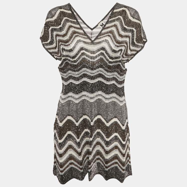 Pre Owned M Missoni Black Patterned Lurex Knit Top L