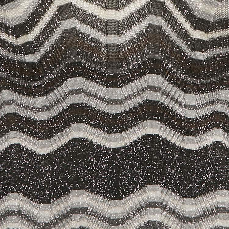 Pre Owned M Missoni Black Patterned Lurex Knit Top L