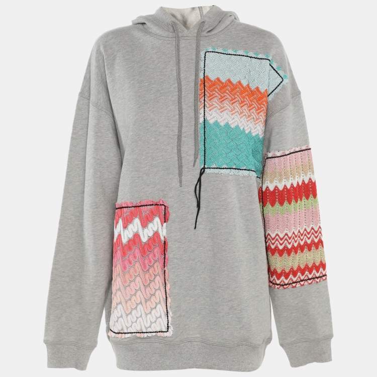 Pre Owned M Missoni Grey Jersey Hooded Sweatrshirt S