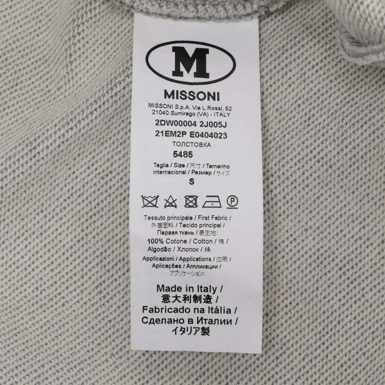 Pre Owned M Missoni Grey Jersey Hooded Sweatrshirt S