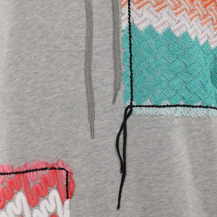 Pre Owned M Missoni Grey Jersey Hooded Sweatrshirt S