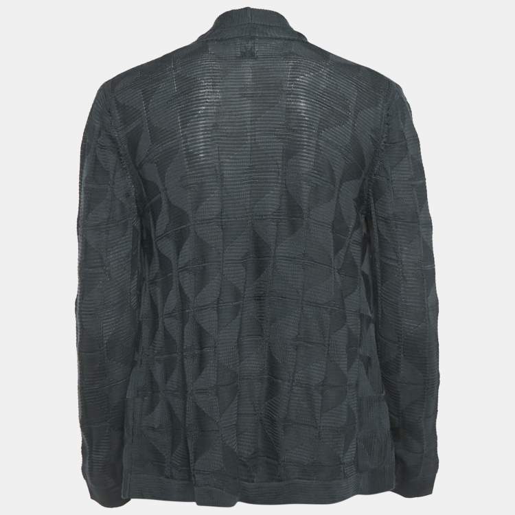 Pre Owned M Missoni Black Patterned Wool Knit Open Shrug S