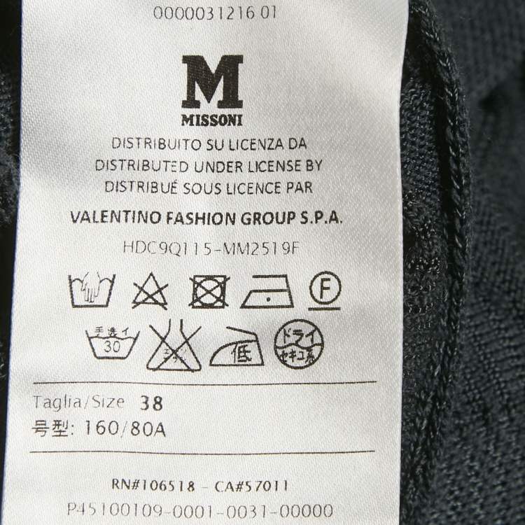 Pre Owned M Missoni Black Patterned Wool Knit Open Shrug S