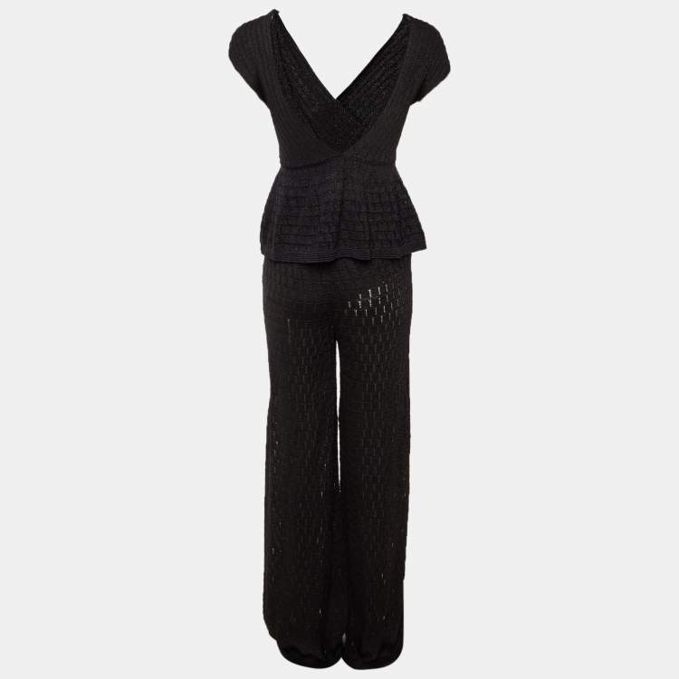 Pre Owned Missoni Midnight Blue Lurex Knit Top & Pants Set S 
