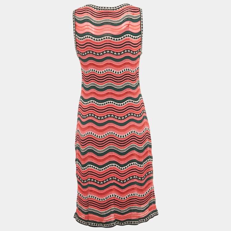 Pre Owned M Missoni Multicolour Striped Stretch Knit Mini Dress M